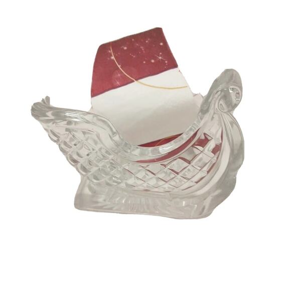 CRYSTAL 7”x 5" Christmas Santa Sleigh CANDY & NUT Dish 24% Lead Candy Holiday - Picture 5 of 13